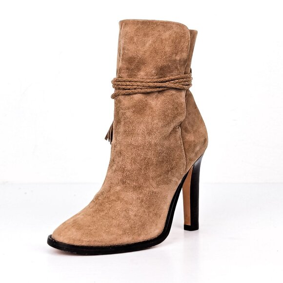 Joie Women Chap Taupe Soft Suede Tassel Slip-on Ankle Boots sz 7US EUR37 - Picture 3 of 8